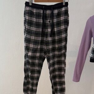 American Eagle Outfitters Black and Green Plaid Pants